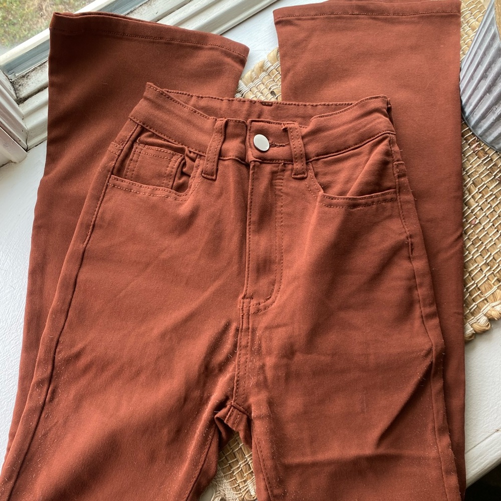 SHEIN petite xxs brown flare jeans
